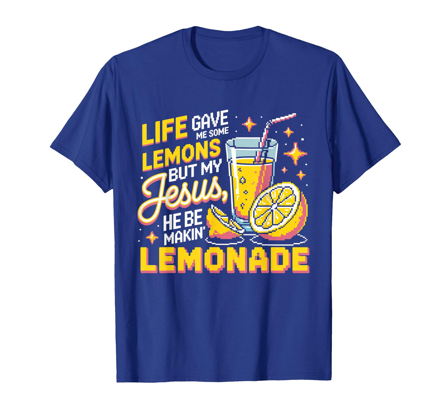 Funny Christian Pixel Retro Jesus Lemonade 8Bit Life Lemons T-Shirt