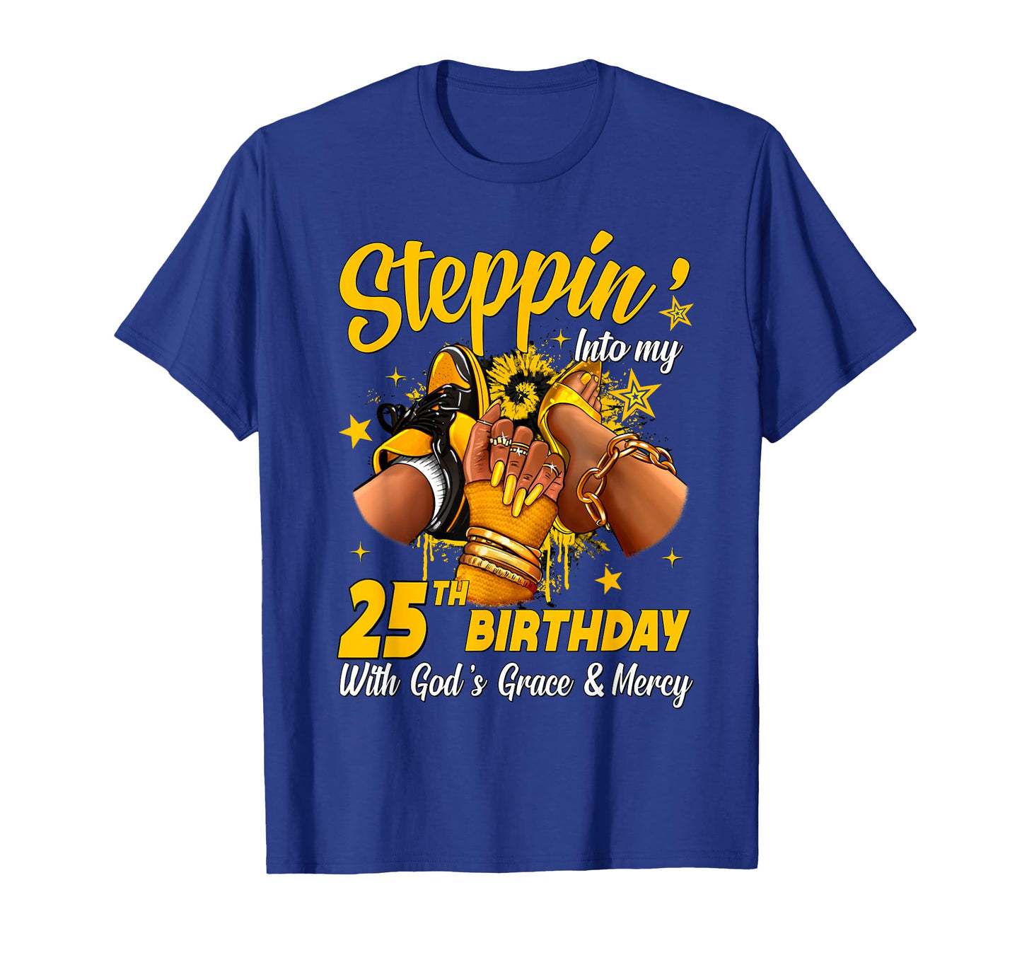 Stepping Into My 25th Birthday Black Woman Sneaker Heel T-Shirt