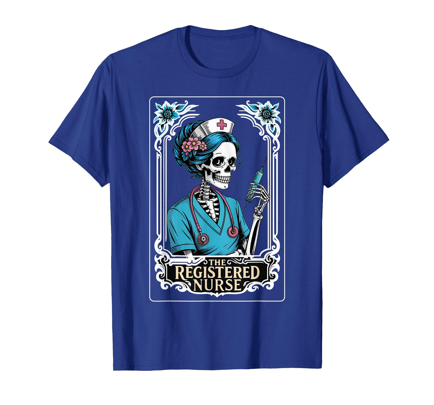 The Nurse Skeleton Tarot Card Nursing Horror Doctor Spooky T-Shirt