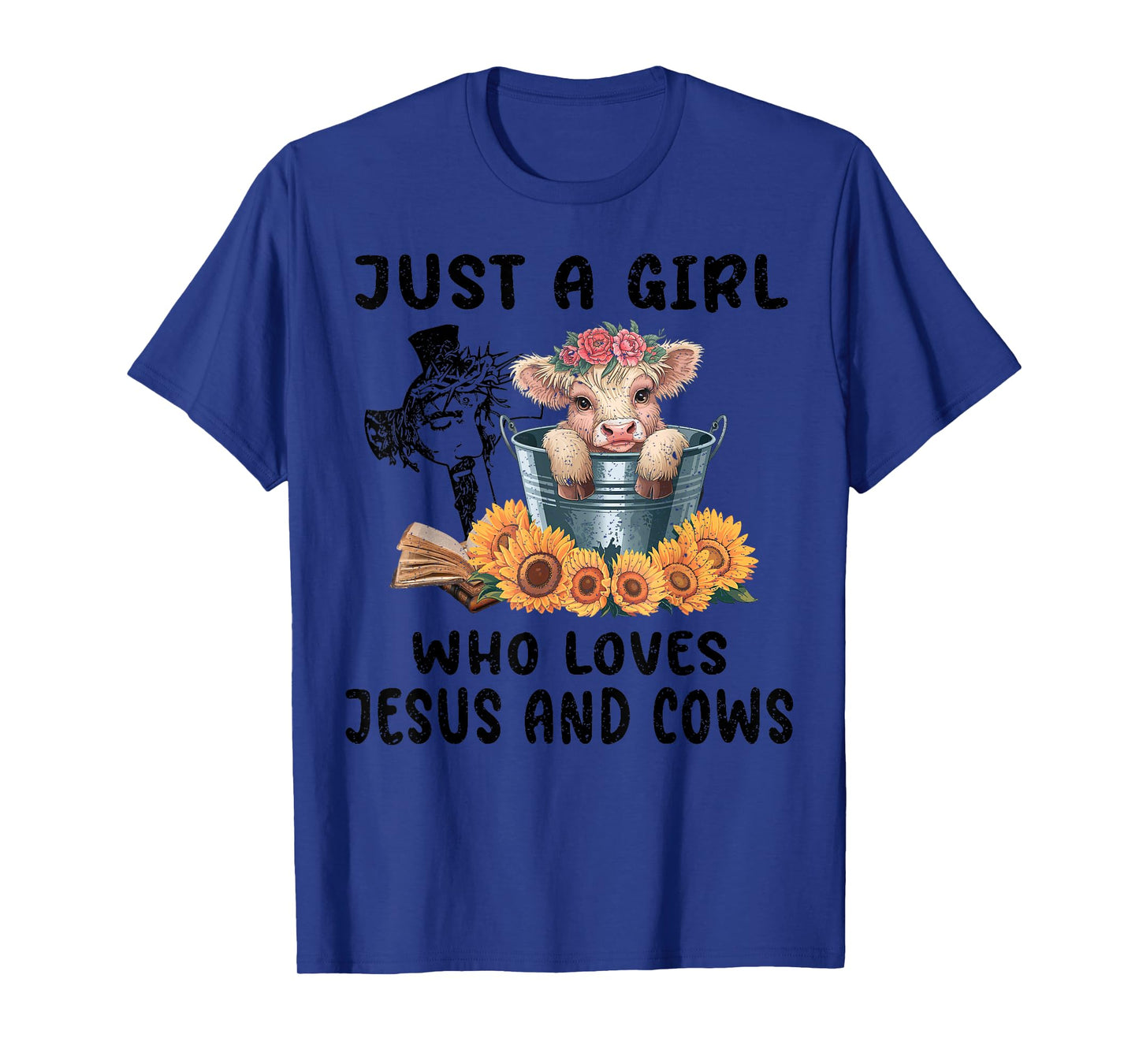 Just a Girl Who Loves Jesus and Highland Cows Scottish T-Shirt