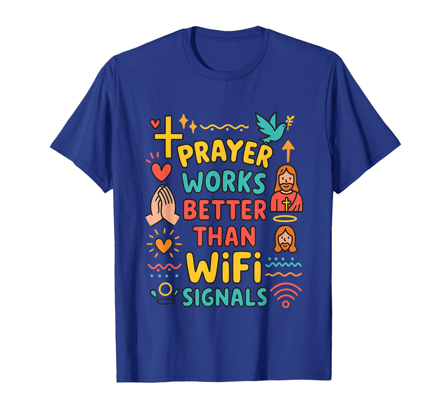 Faith Over WiFi Humor Christian Humor Prayer Quote Boys Kids T-Shirt