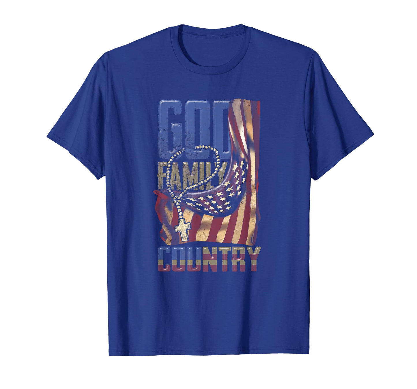 God Family Country US Flag Patriotic Christian Jesus T-Shirt