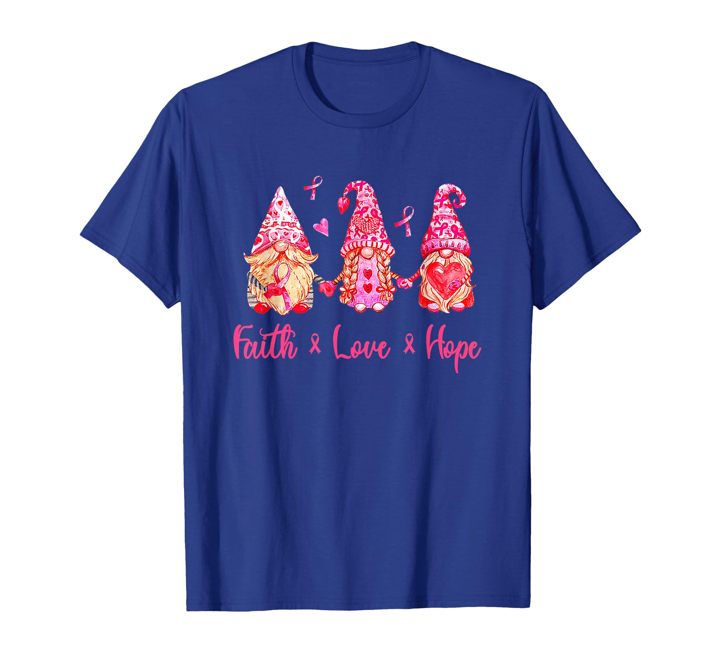 Faith Love Cure Pink Gnomes Breast Cancer Awareness Survivor T-Shirt