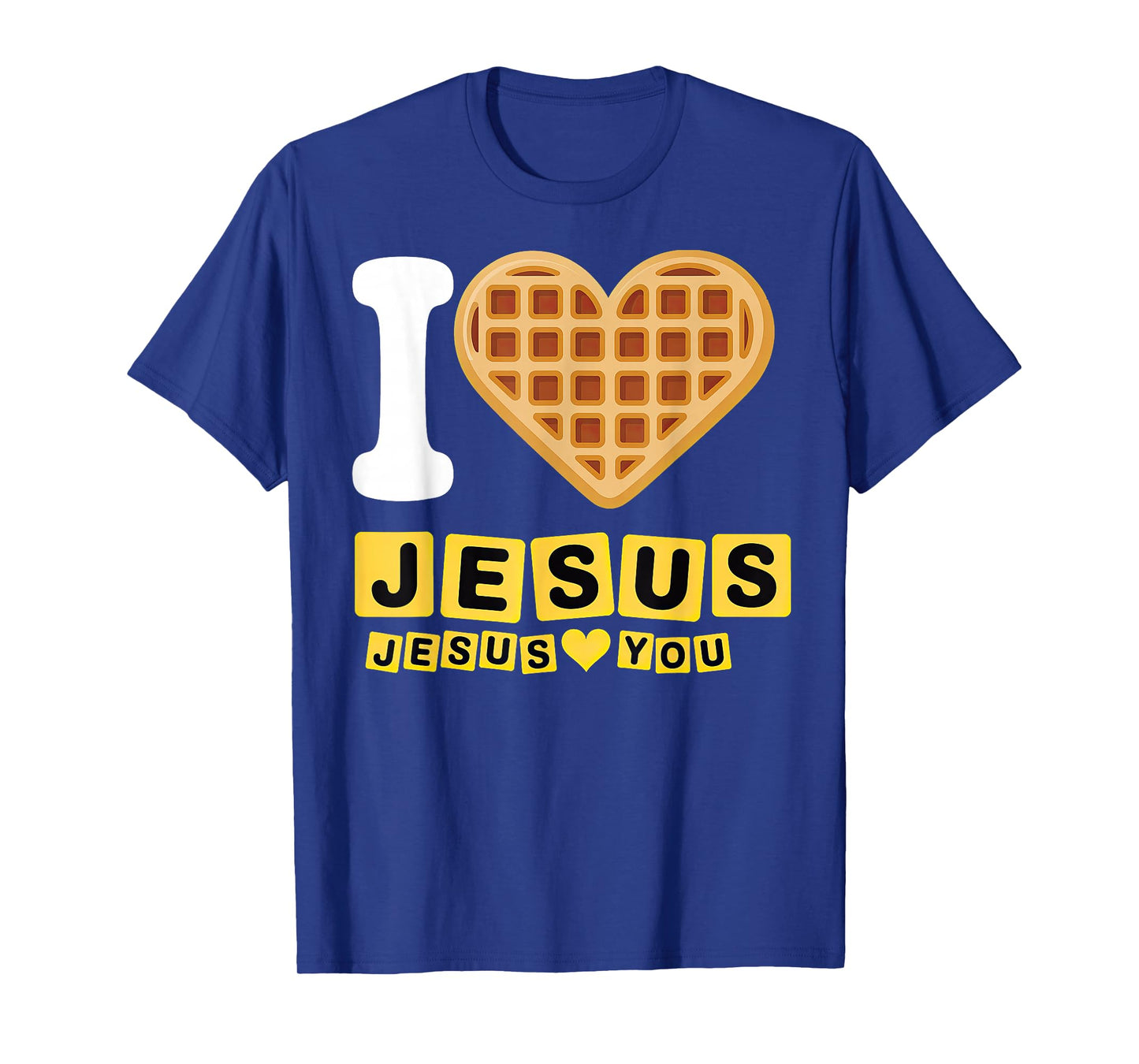 I Love Jesus Waffle Heart T-Shirt