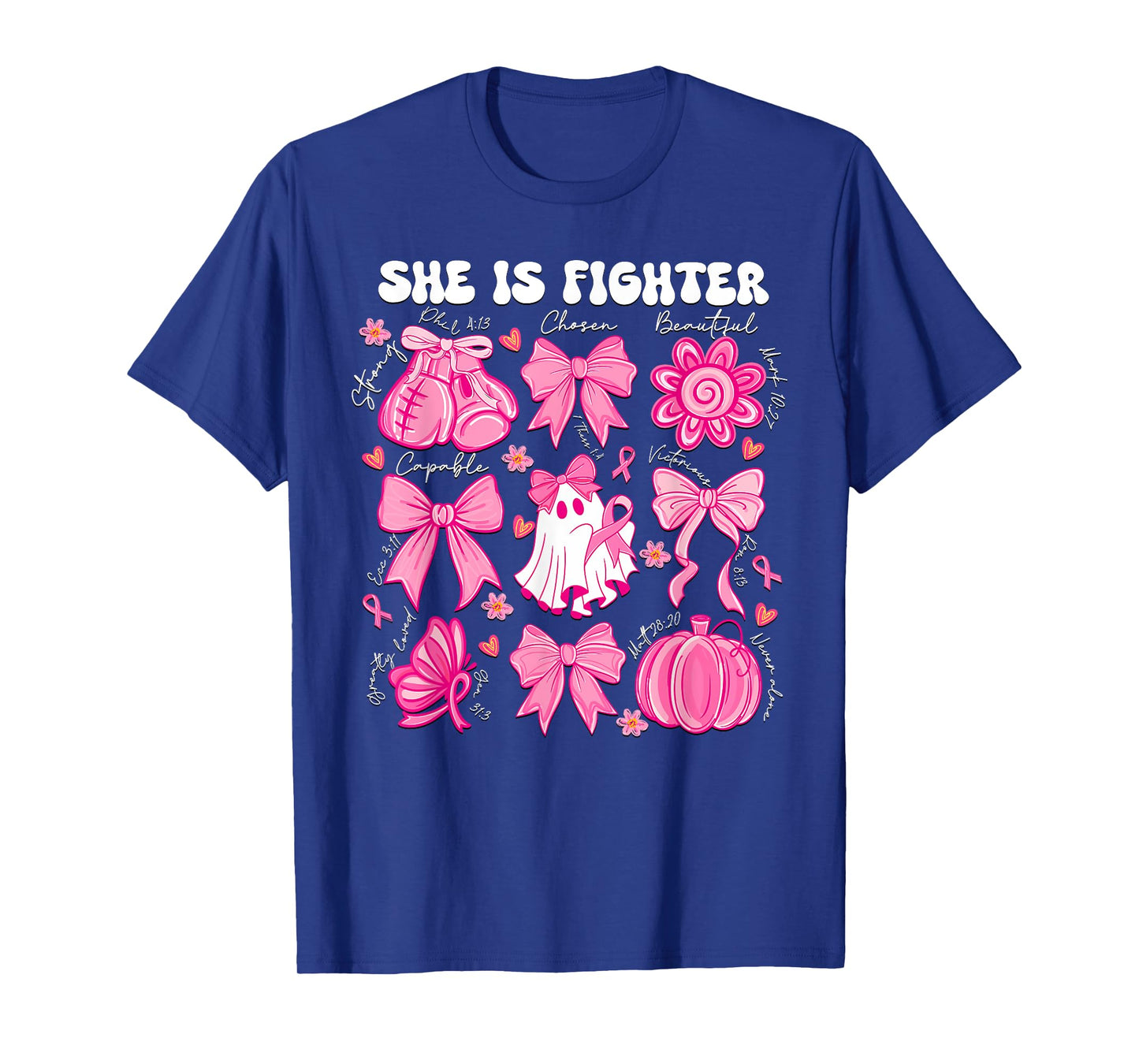 She Is A Fighter Christian Breast Cancer Warrior Wear Pink T-Shirt