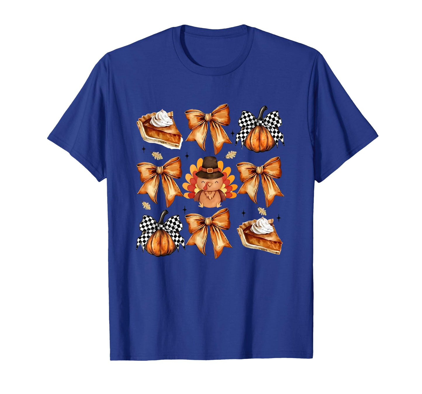 Retro Thanksgiving Fall Pumpkin Fall Coquette Bow Turkey T-Shirt