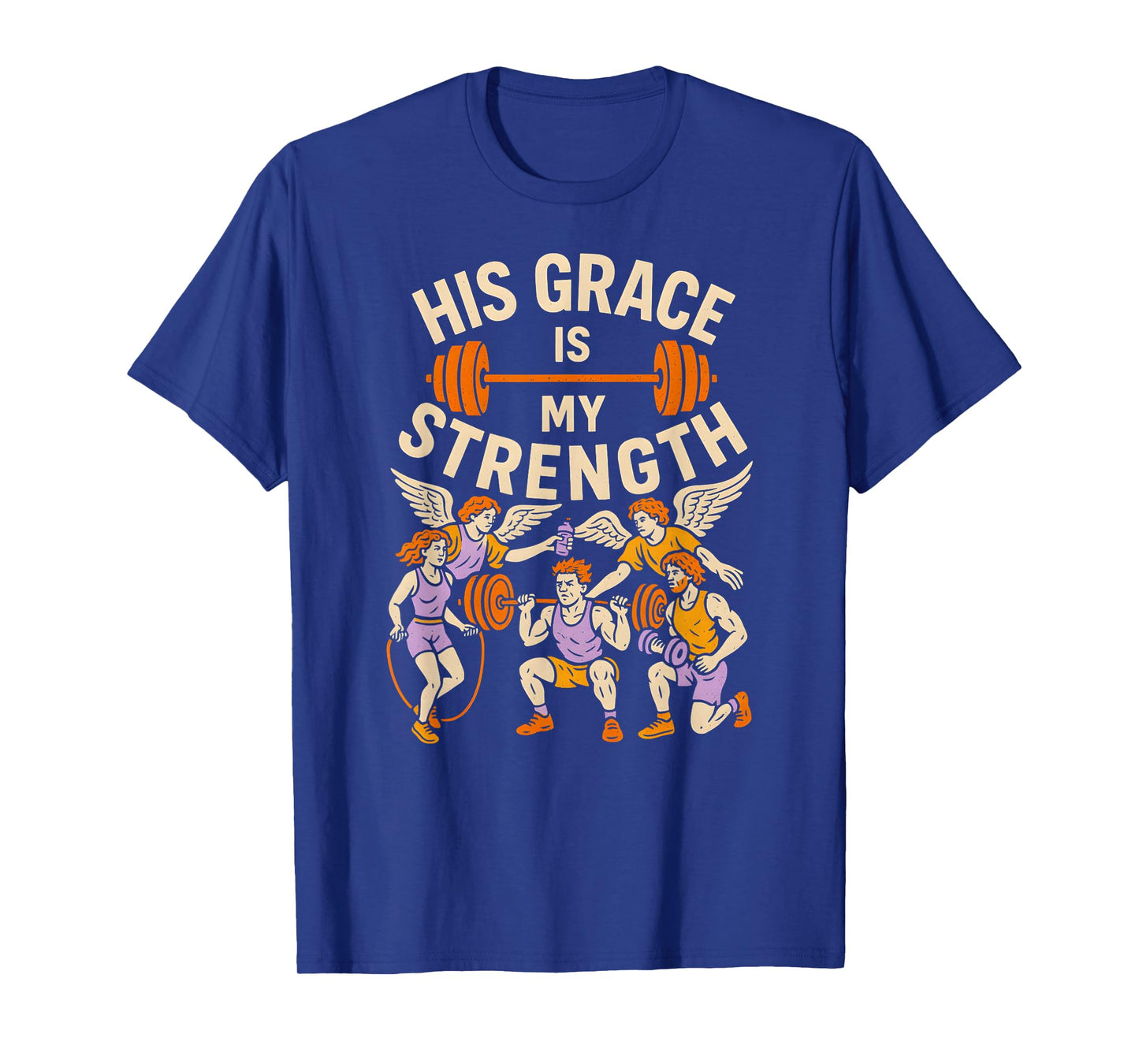 Faith Fitness His Grace is My Strength Cool Mens Bible Verse T-Shirt