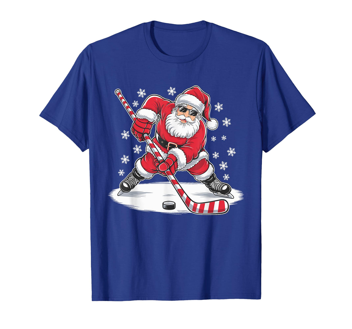 Funny Christmas Santa Playing Ice Hockey Xmas Sport T-Shirt