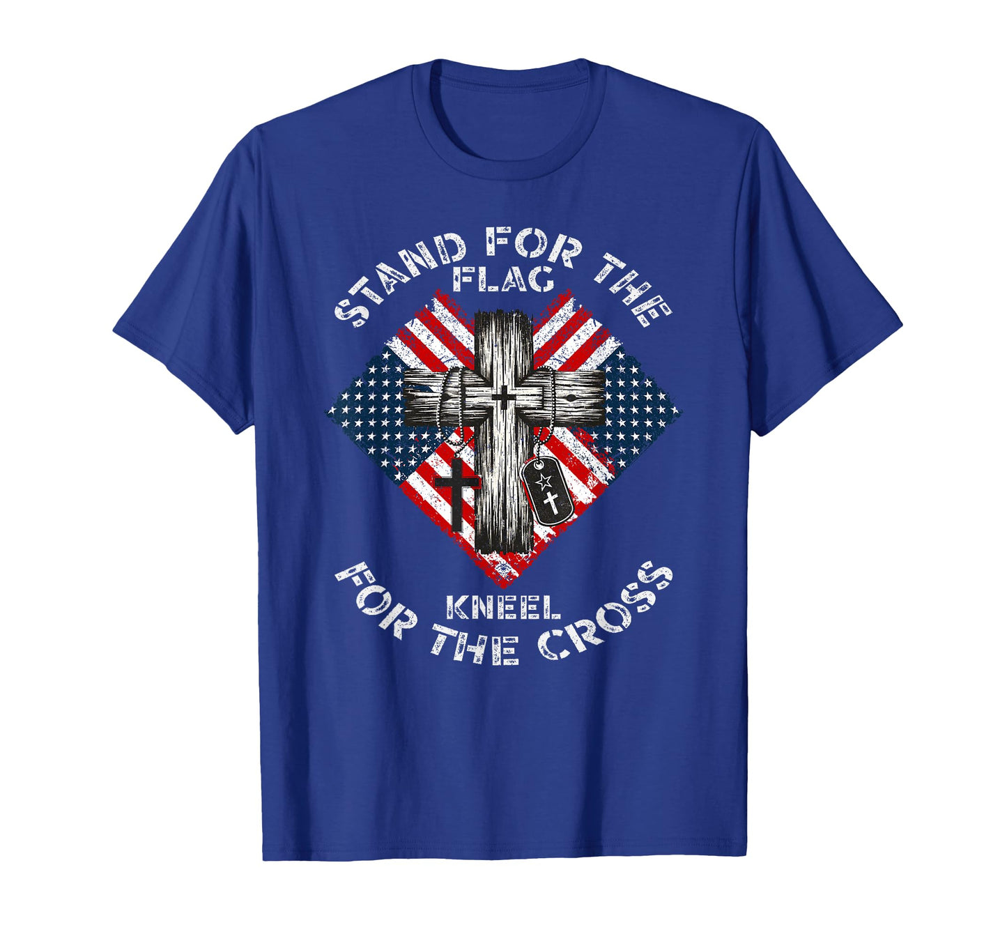 Stand for Flag Kneel for Cross USA Christian Graphic T-Shirt