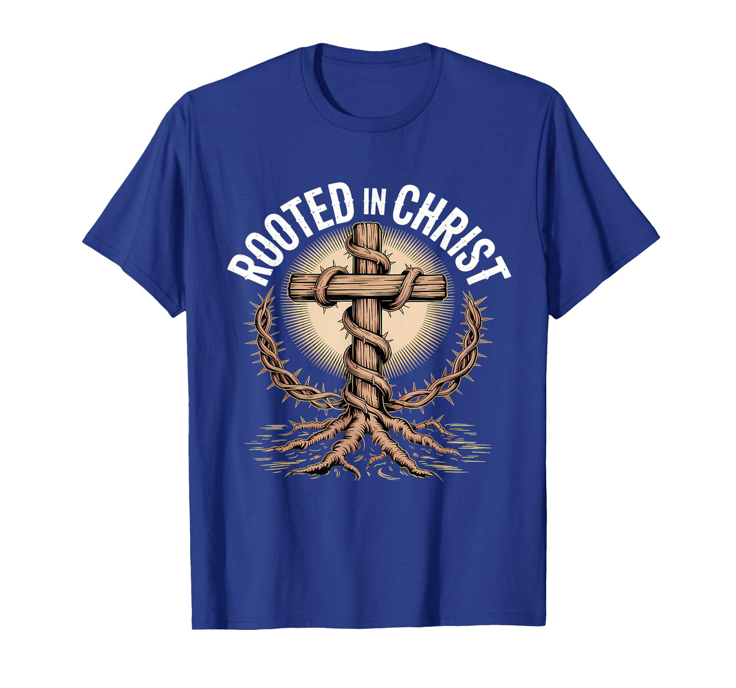 Rooted in Christ Jesus Christian Faith Cross T-Shirt