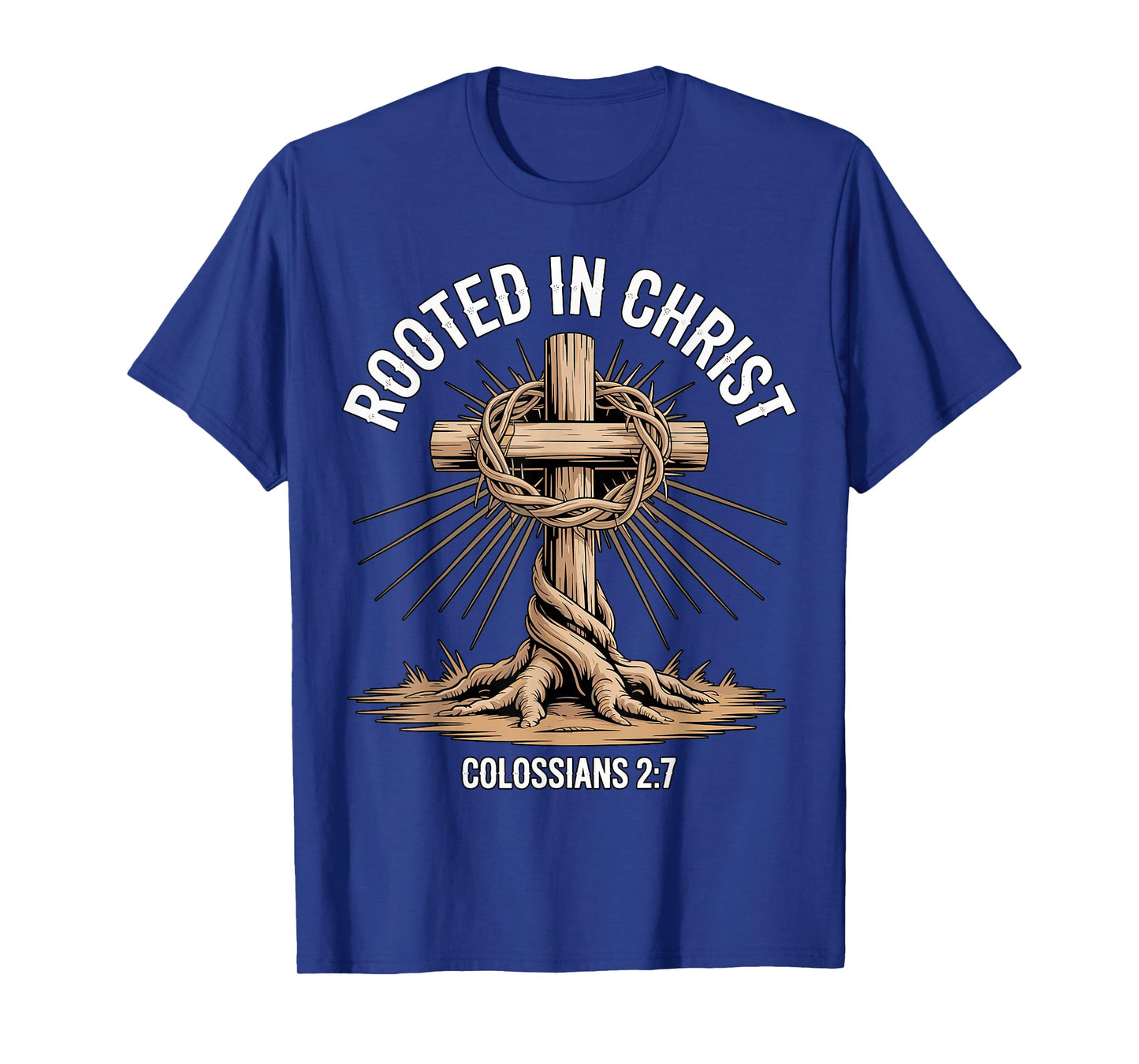 Rooted in Christ Cross Colossians 2-7 T-Shirt