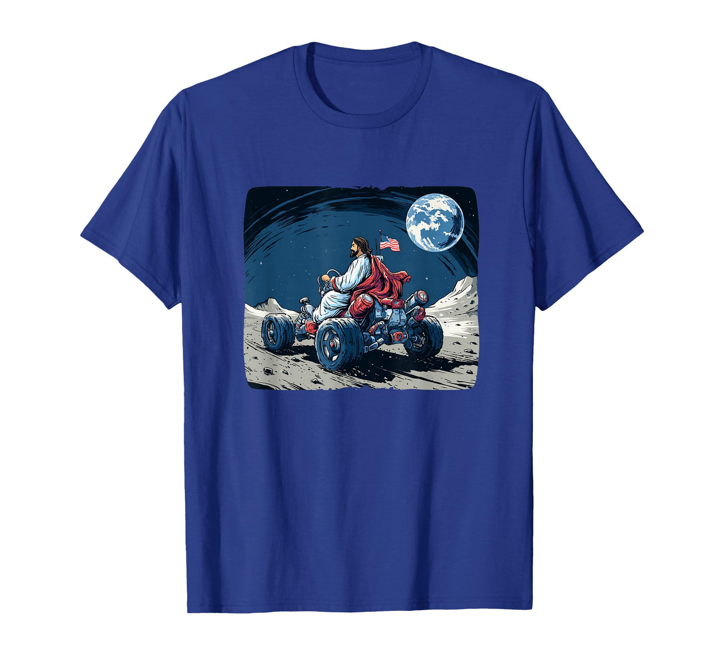 Pretty Christ on Moon with Vehicle for Jesus and Space Fans T-Shirt