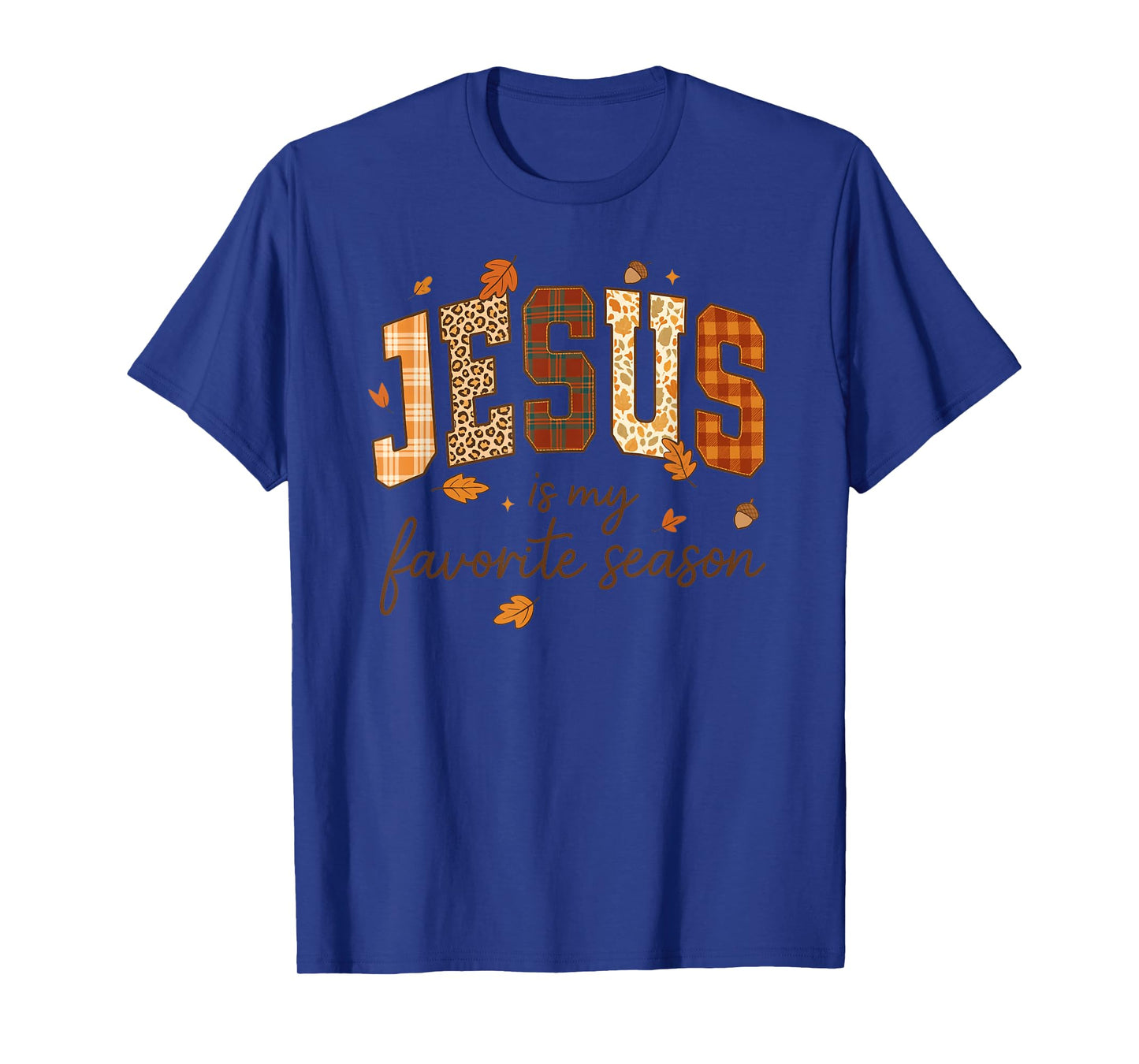 Jesus is My Favorite Season Fall Christian Leopard Plaid T-Shirt