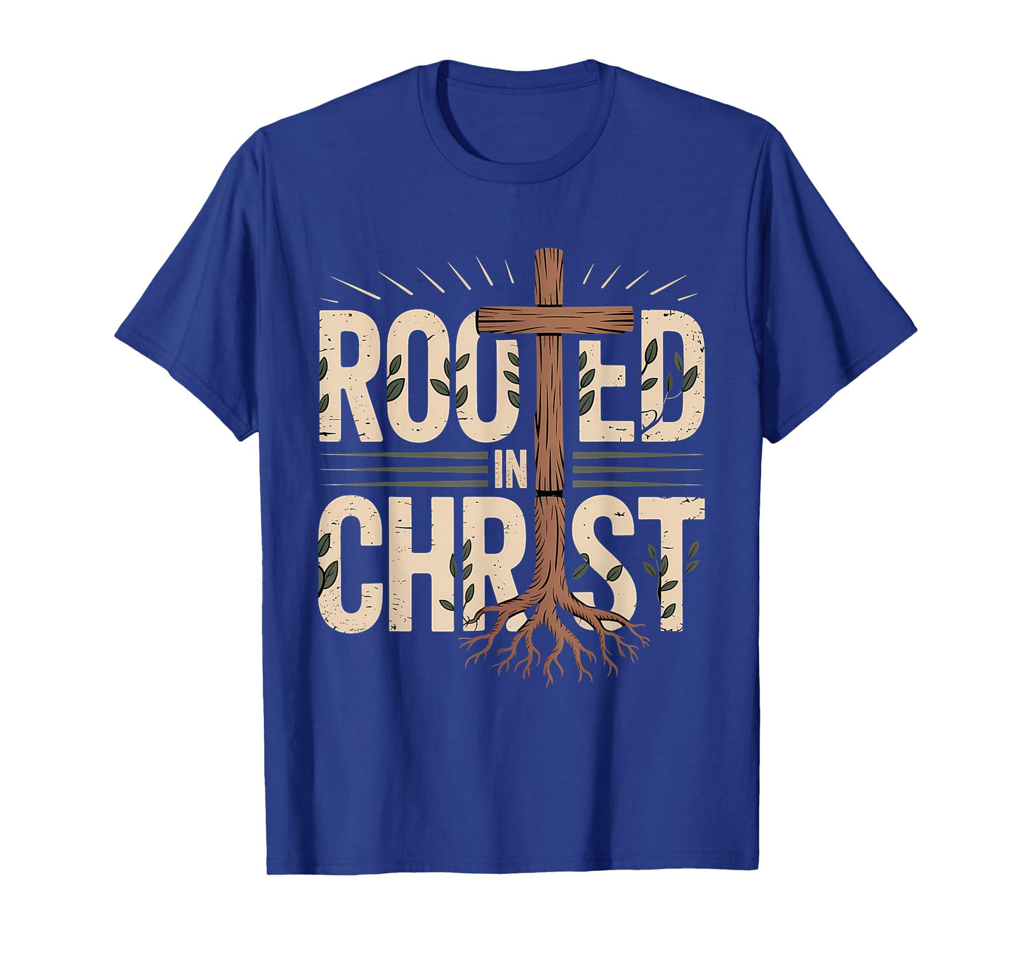 Rooted in Christ Jesus Cross Christian Faith T-Shirt