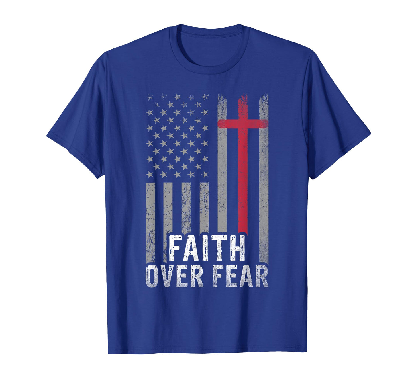 USA Flag Patriotic Christian Faith Over Fear Jesus Christ T-Shirt