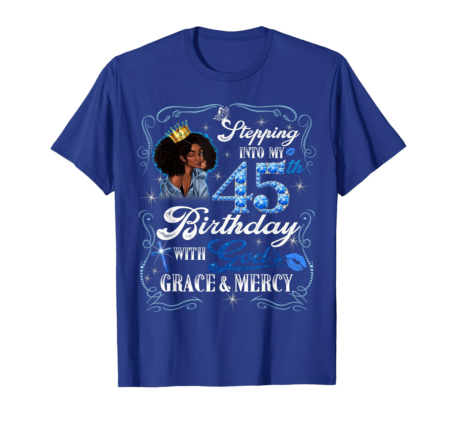 Womens Stepping Into My 45th Birthday With Grace & Faith T-Shirt