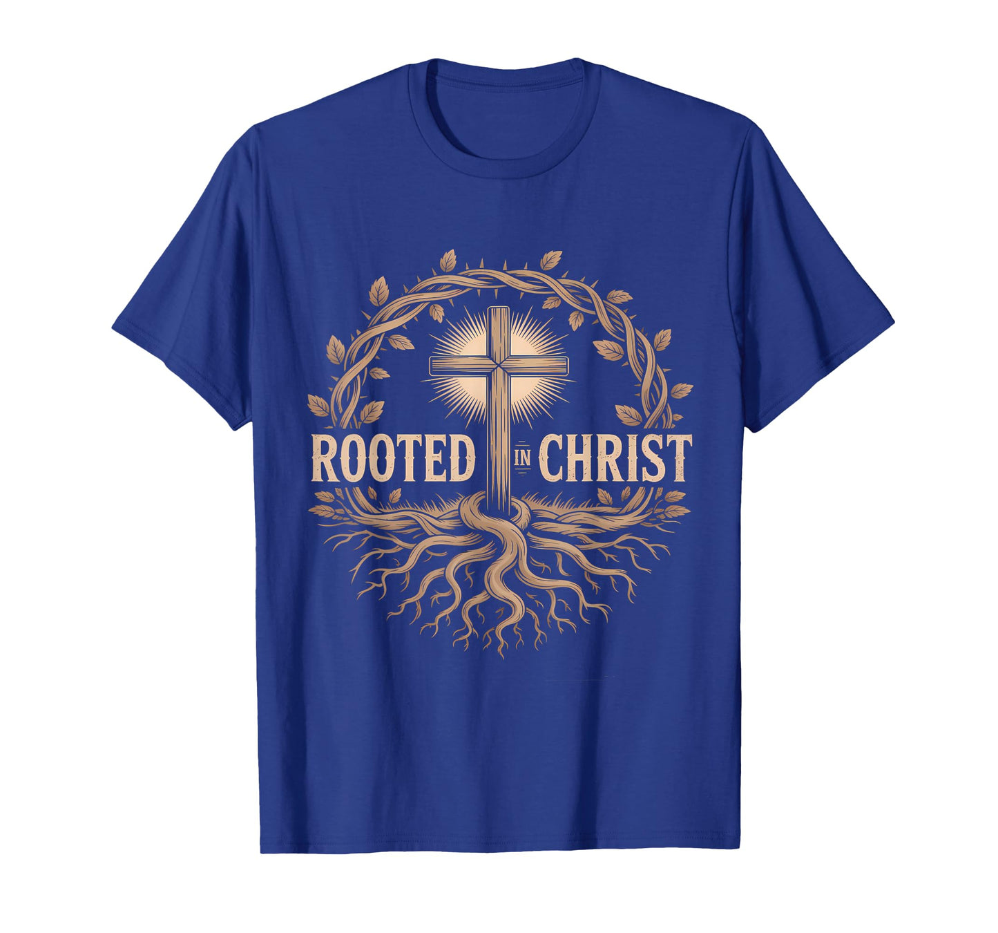 Rooted in Christ Jesus Cross Christian Faith T-Shirt