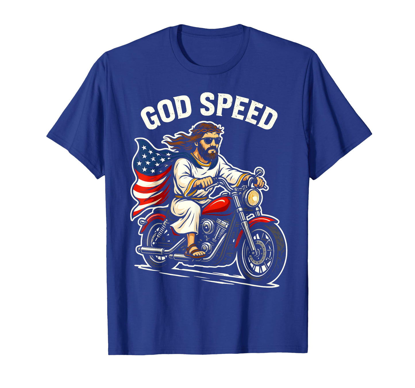 US Flag Motorcycle Jesus Biker 4th of July Outfit God Speed T-Shirt