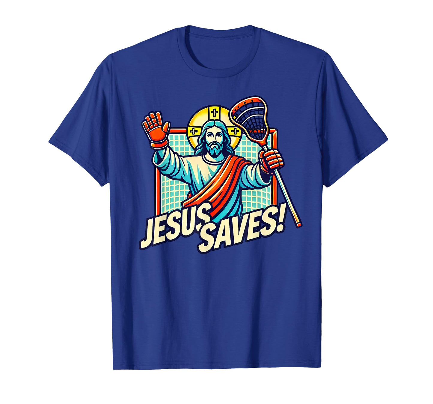 Funny Lacrosse Jesus Saves Goalie Sports Humor T-Shirt