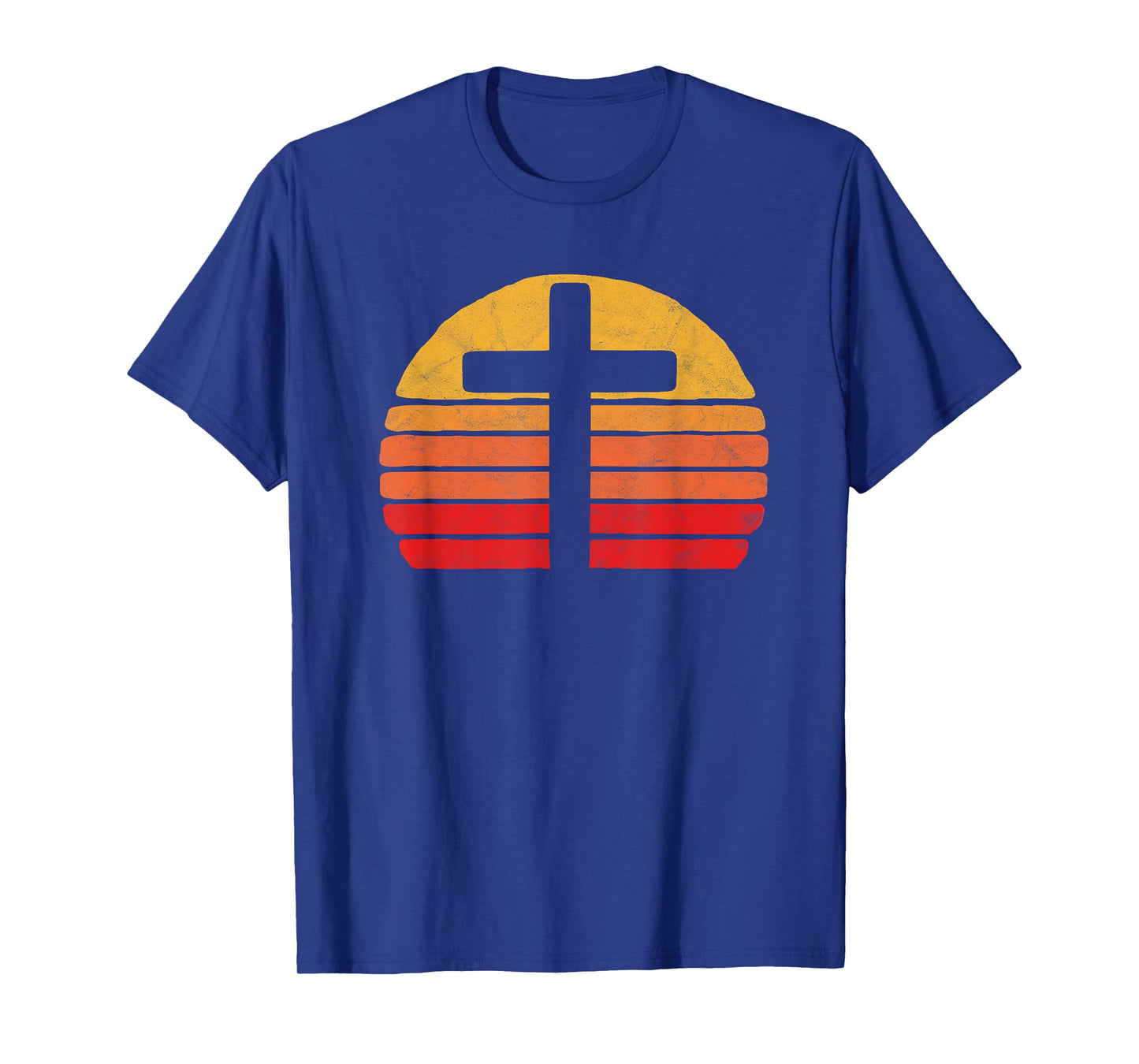 Vintage Christian Cross Retro 80's Style Sun Minimalist T-Shirt