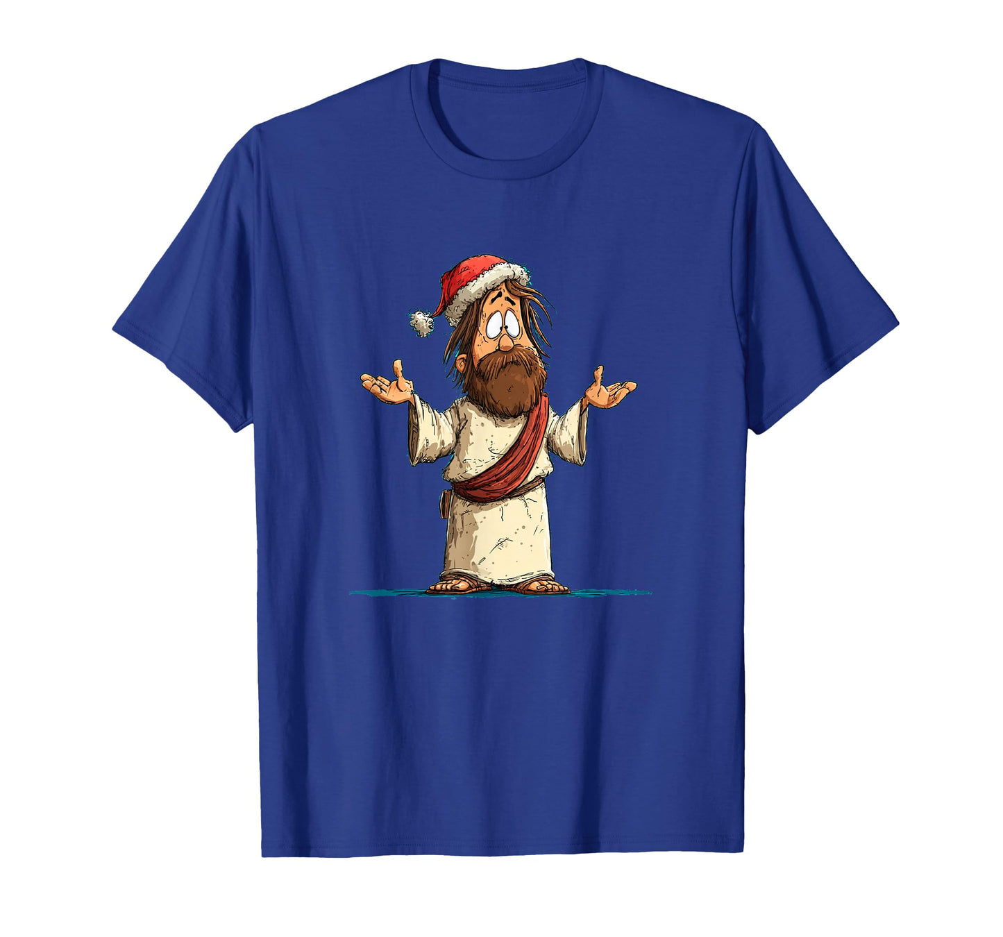 Cool Cartoon Jesus with Xmas Hat for Believer and Christmas T-Shirt