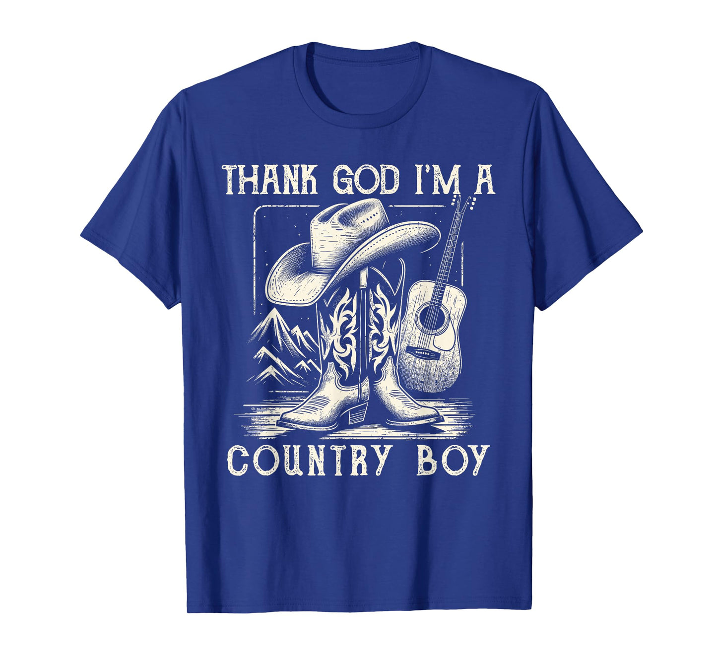 Thank God I'm A Country Music Boy Cowboy Western Retro T-Shirt