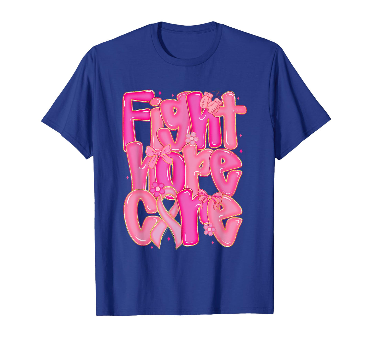 Retro Faith Hope Cure Pink Ribbon Breast Cancer Awareness T-Shirt