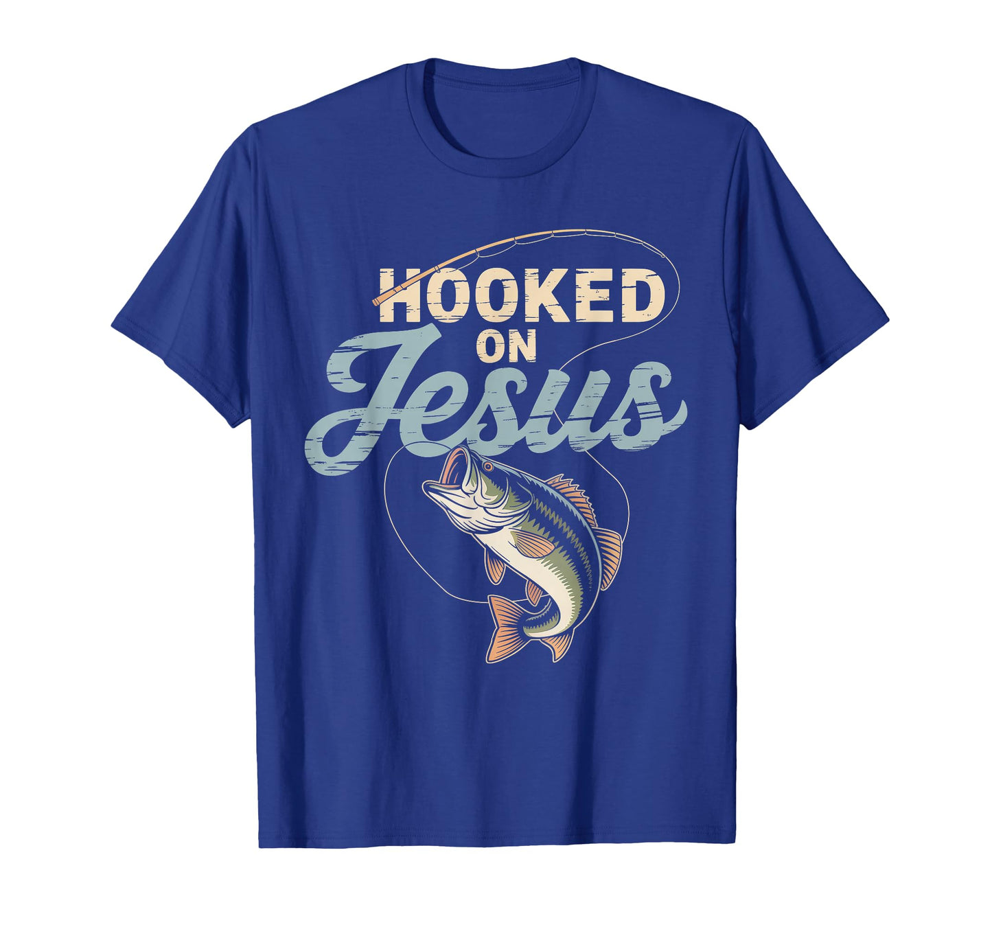 Hook On Jesus Bass Fishing Christian Religious God Men Boy T-Shirt