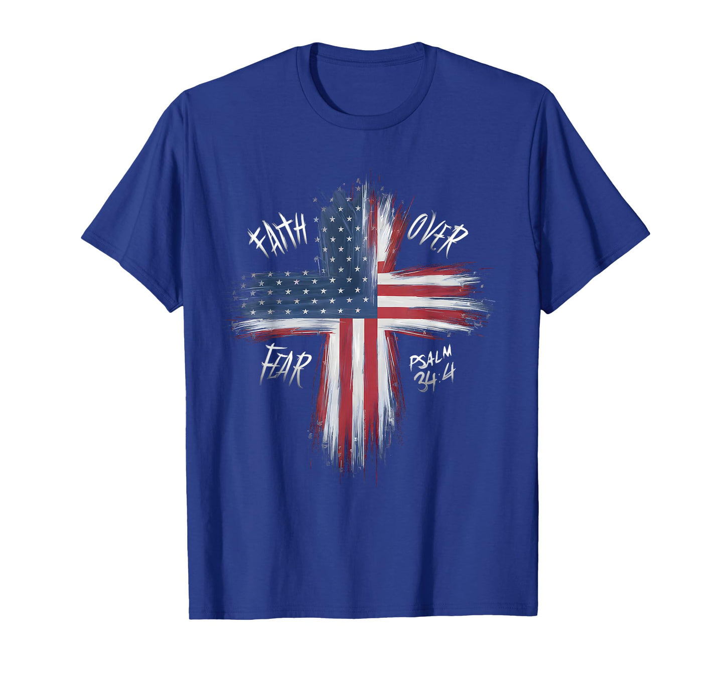 Your Country USA Dibble Dabble Designs Patriotic USA American Flag Faith Over Fear Prayer T-Shirt