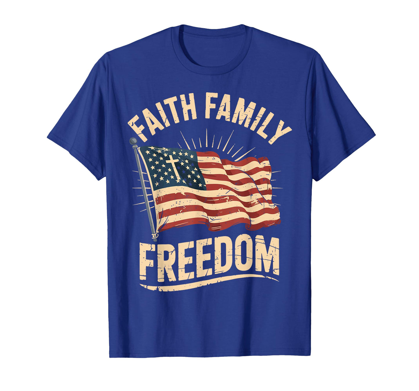 Faith Family Freedom USA Flag Patriotic Christian Men Women T-Shirt