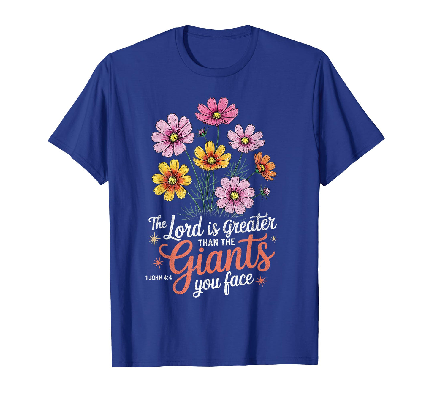 The Lord is Greater Than Giants Floral Christian Jesus Quote T-Shirt