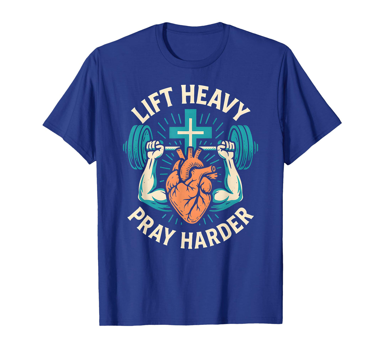 Christian Fitness Lift Heavy Pray Harder Cool Mens Faith T-Shirt