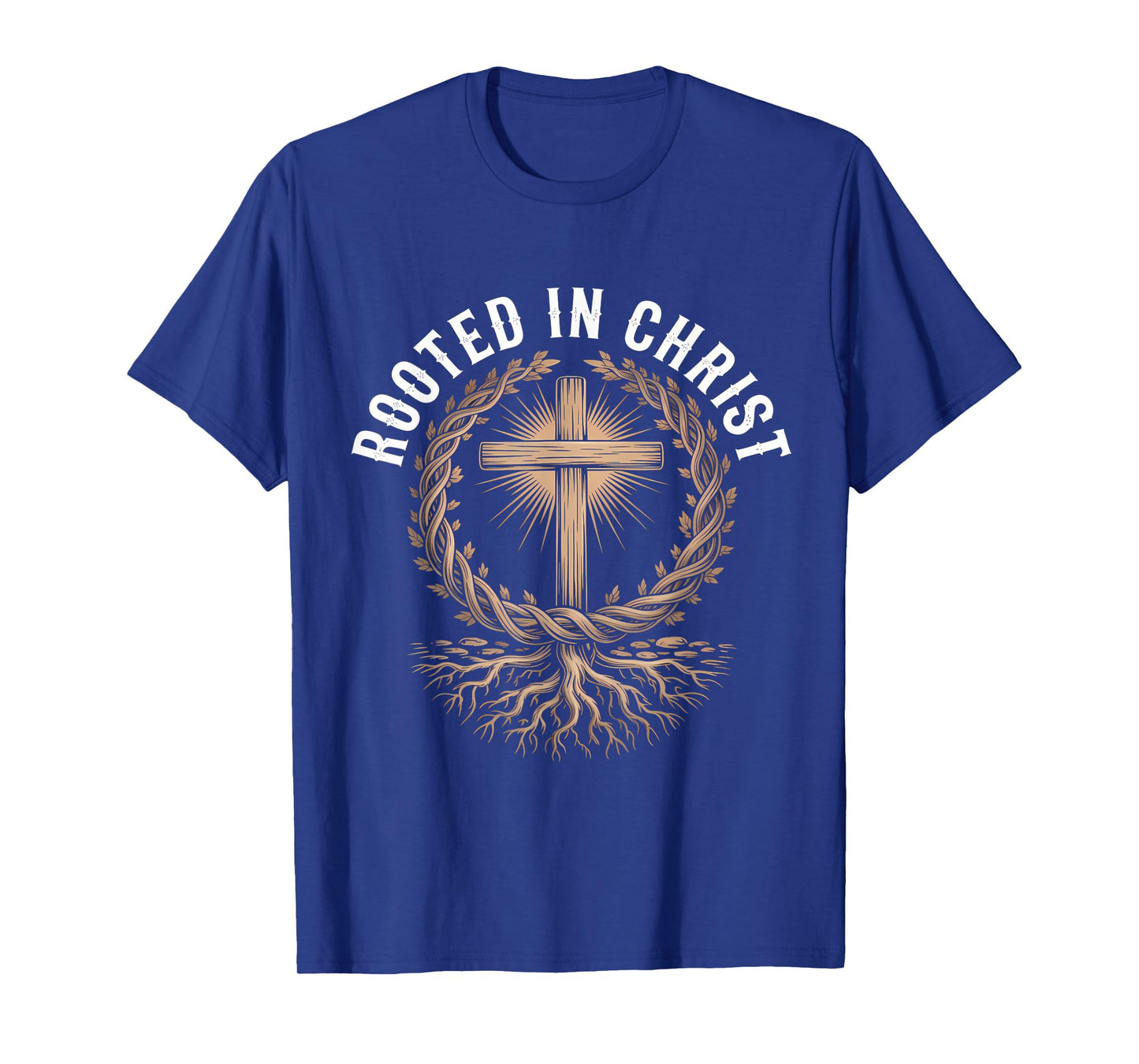 Rooted in Christ Jesus Christian Faith Cross T-Shirt