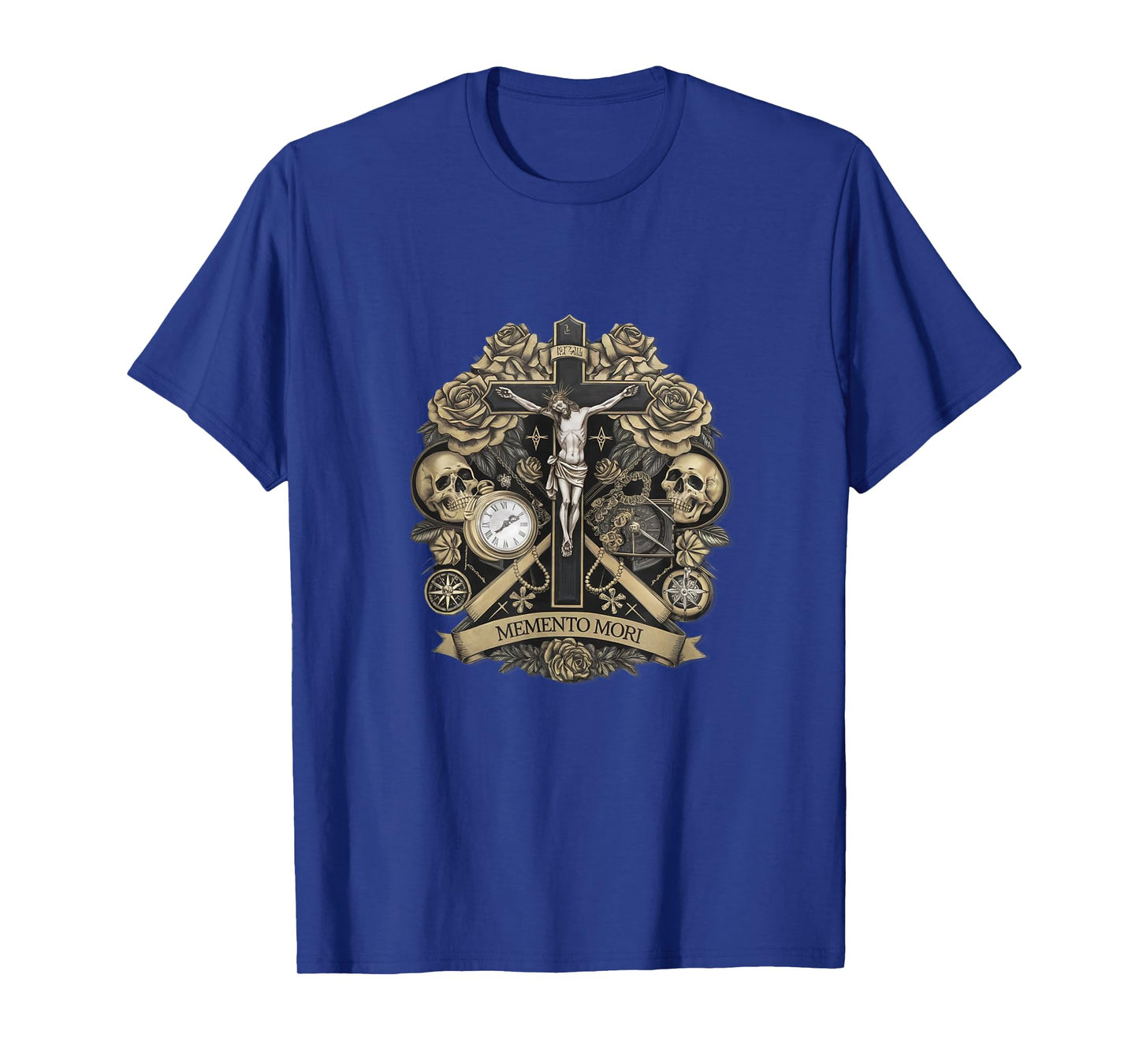 Memento Mori Catholic Crucifix Traditional Latin Mass Skull T-Shirt