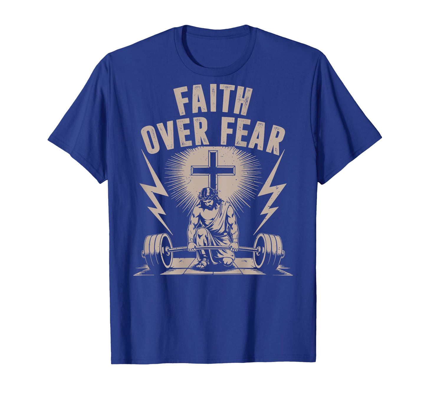 Faith Over Fear Funny Christian Workout Gym Jesus Men Women T-Shirt
