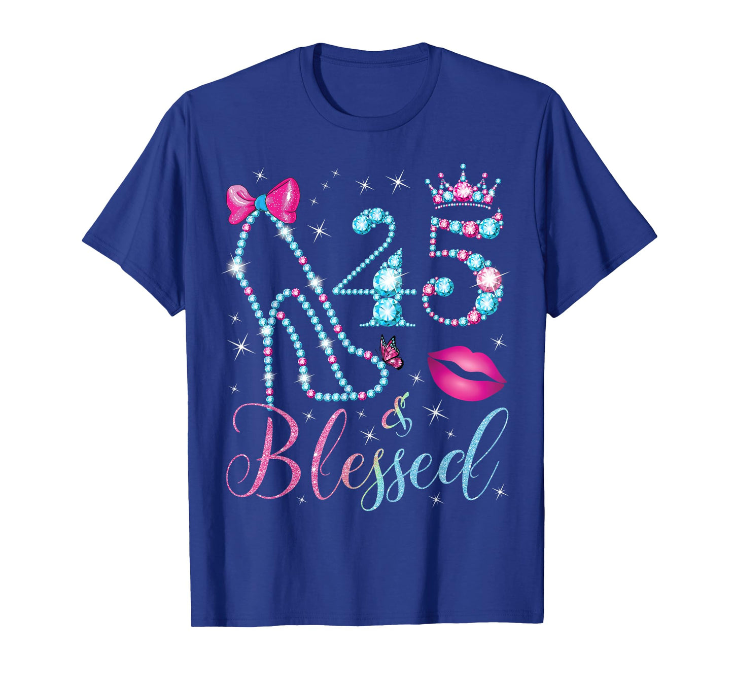 45 & Blessed 45th Birthday Party 45 Years Old Woman Queen T-Shirt