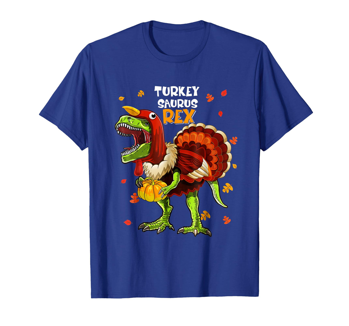 Turkey Saurus Rex Dinosaur Pumpkin Funny Thanksgiving Kids T-Shirt