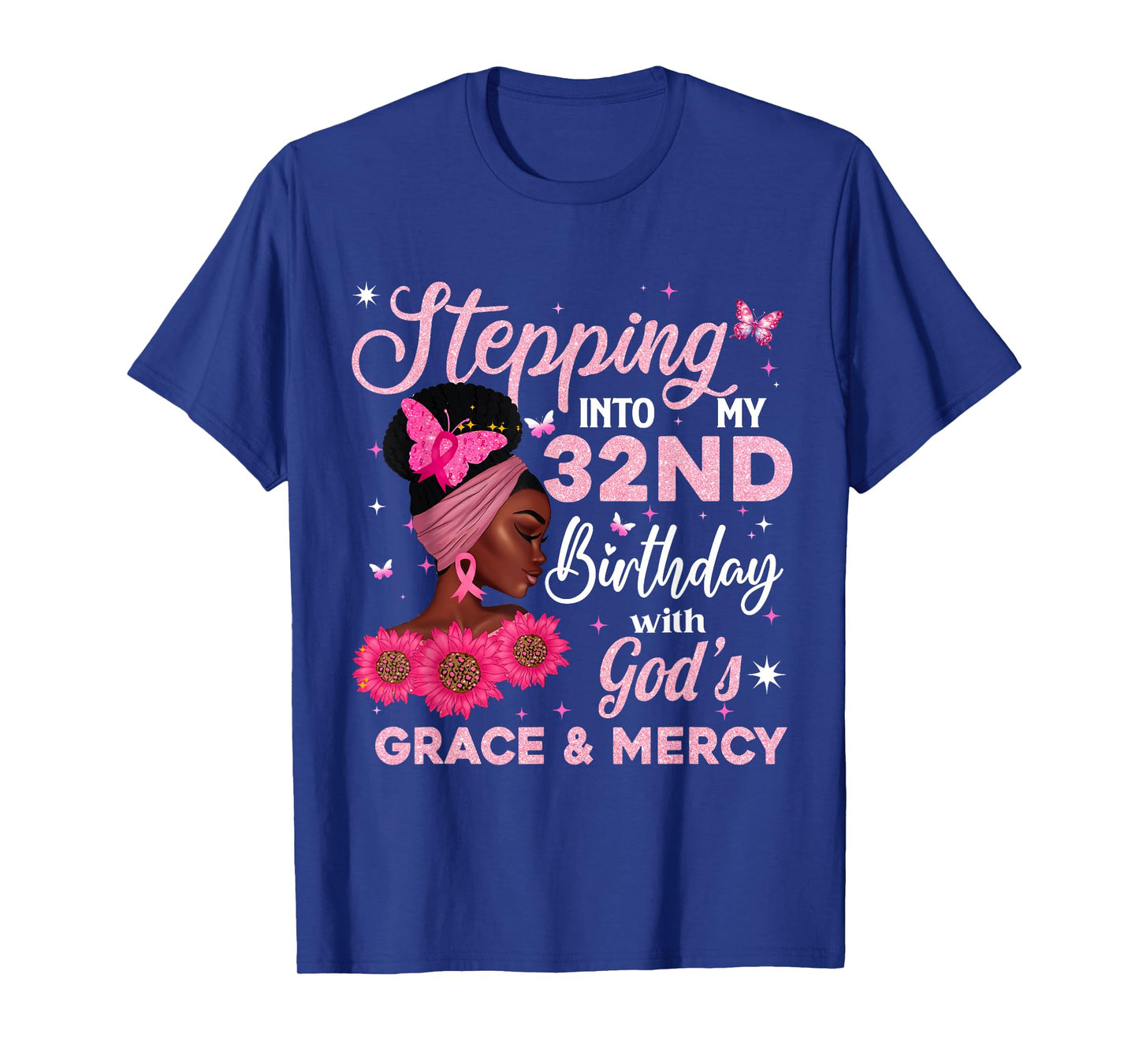 Retro 32th Bday Woman Breast Cancer Butterfly 32 Years Old T-Shirt