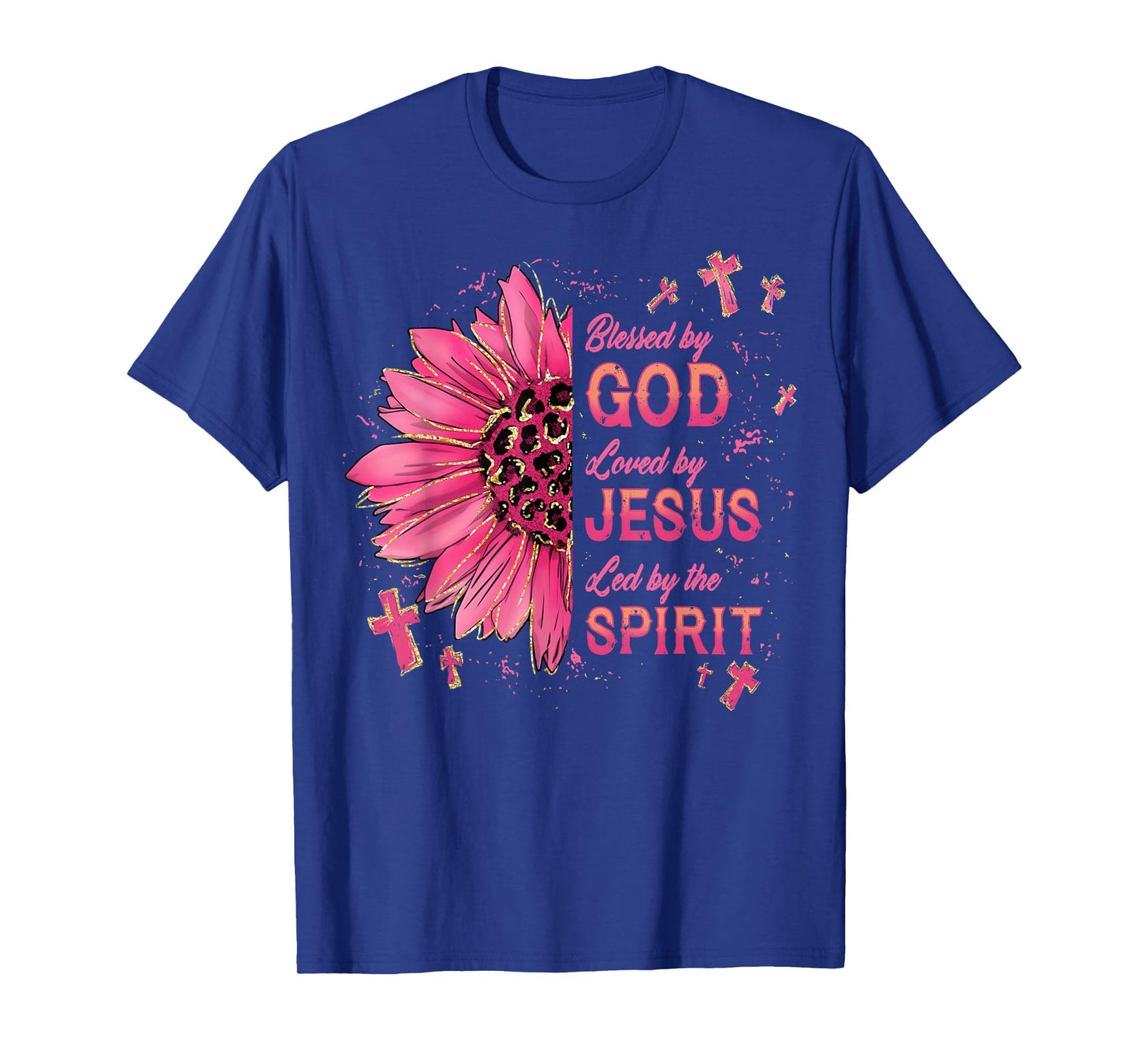 Blessed by God Loved by Jesus Sunflower Christian Faith T-Shirt