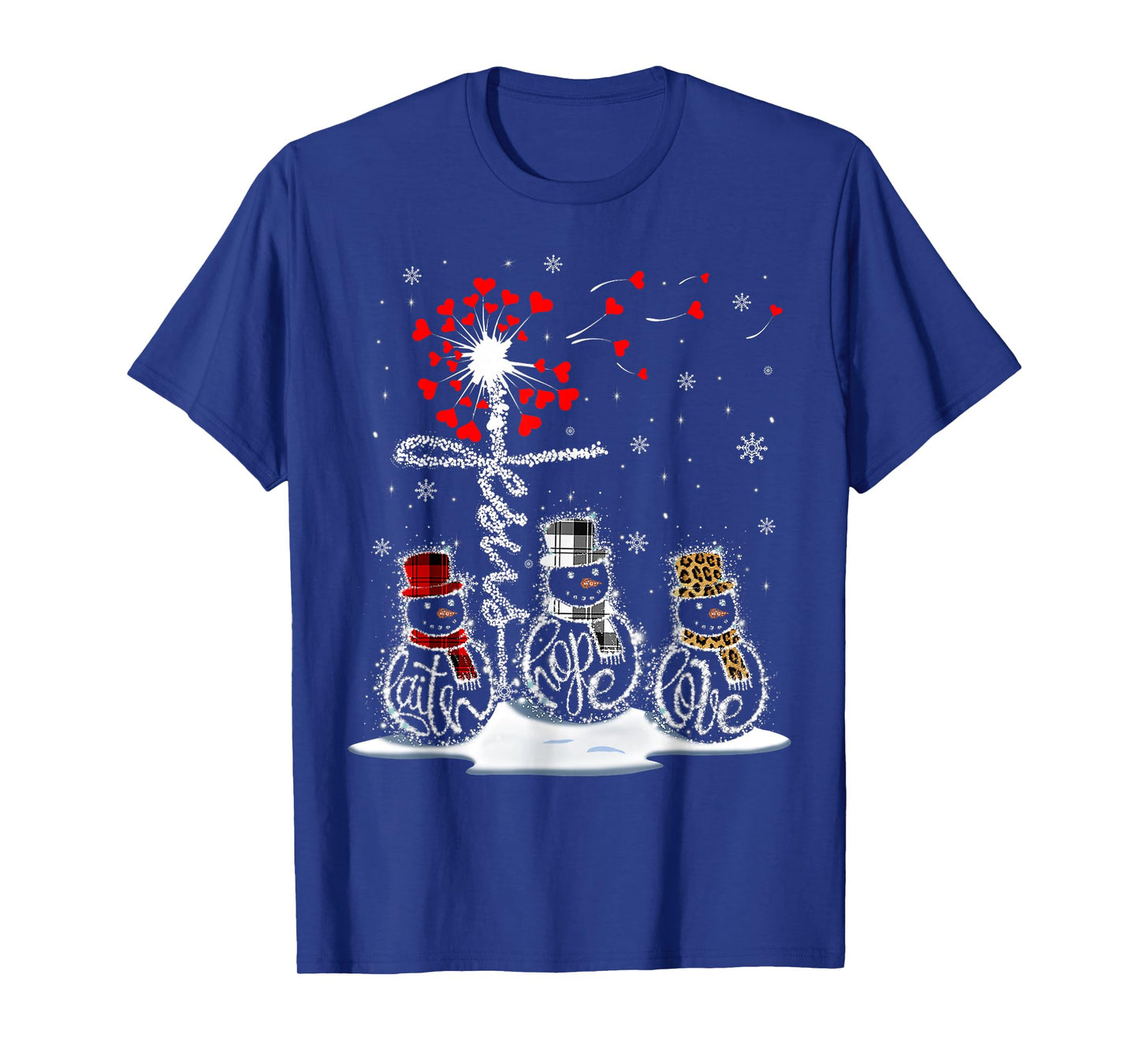 Funny Christmas 2025 Faith Hope Love Snowman Christian Cross T-Shirt
