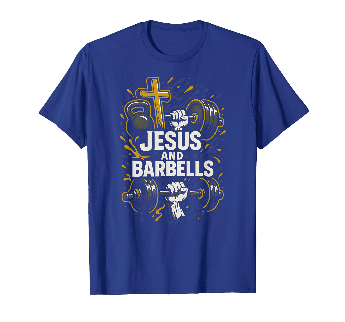 Christian Fitness Jesus and Barbells Cool Mens Faith Apparel T-Shirt
