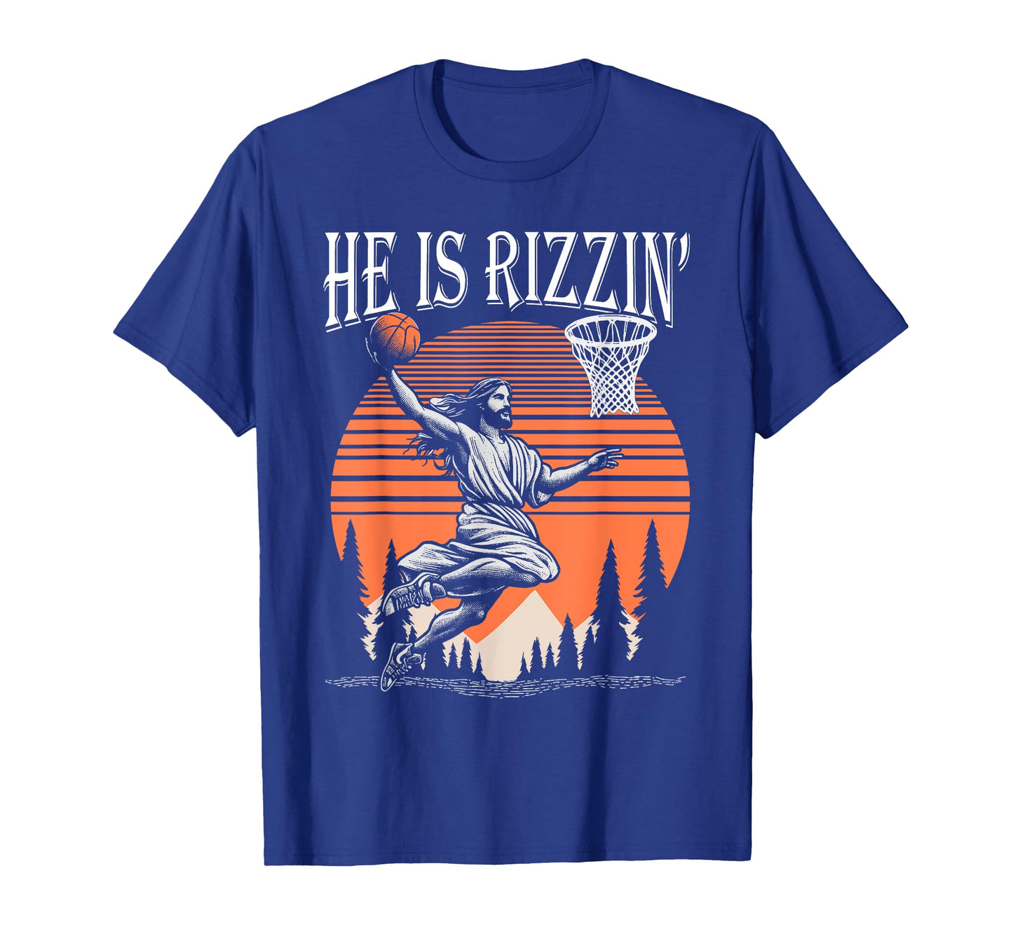 He Is Rizzin Funny Jesus Basketball Easter Christian Men Boy T-Shirt