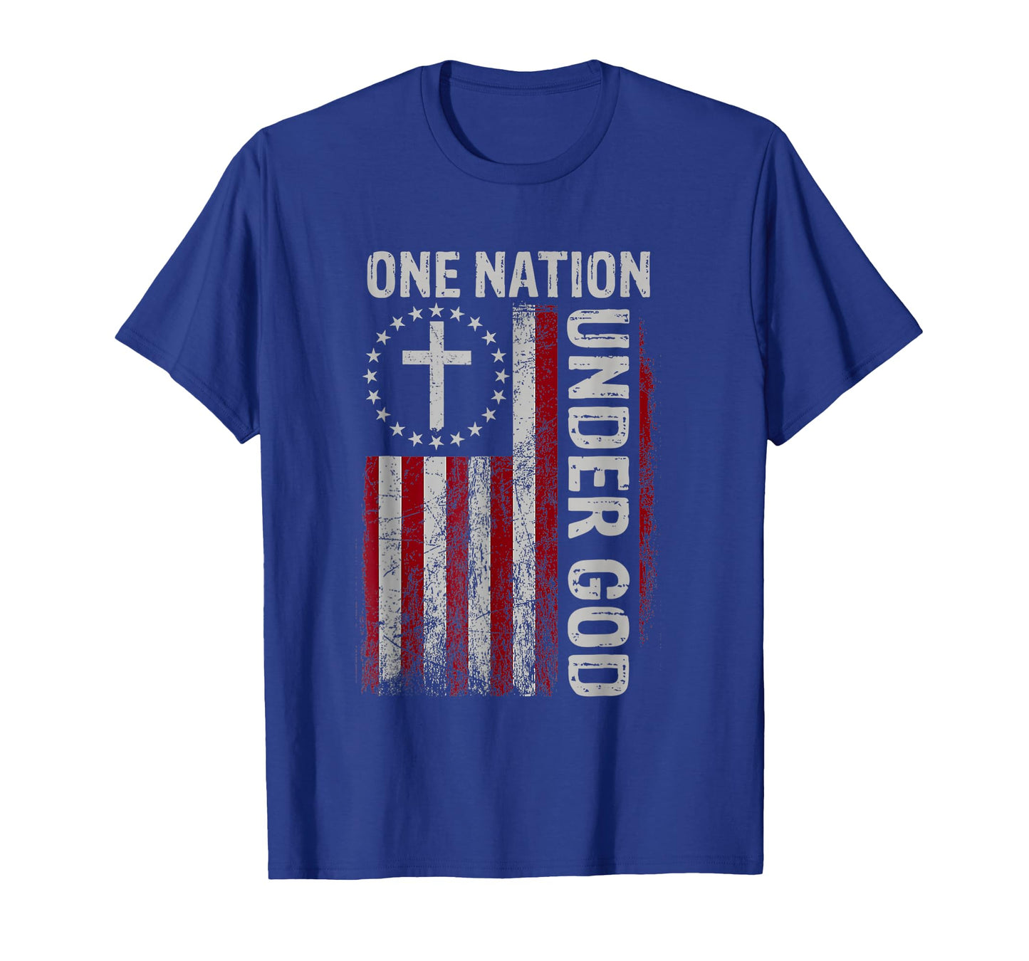 Vintage Us Flag One Nation Under God 4th Of July Patriotic T-Shirt