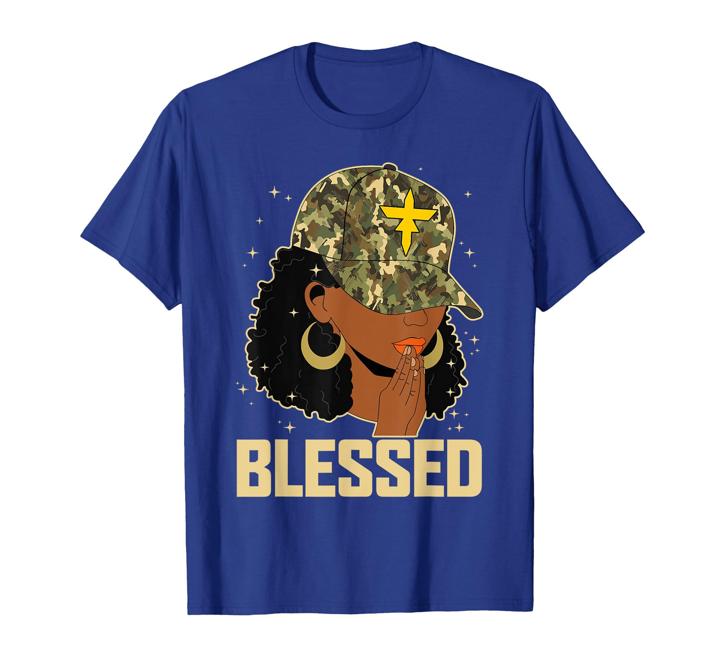 Blessed Black Woman Praying African Christian Camouflage T-Shirt