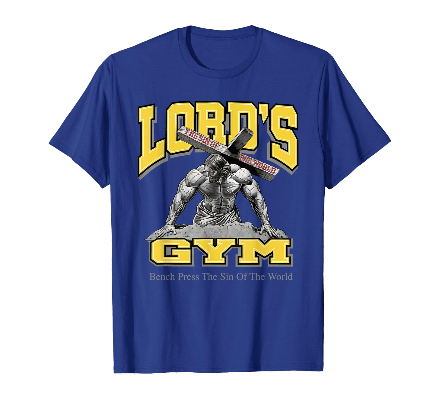 Lords Gym Jesus Vintage 90s Bench Press The Sin Of The World T-Shirt