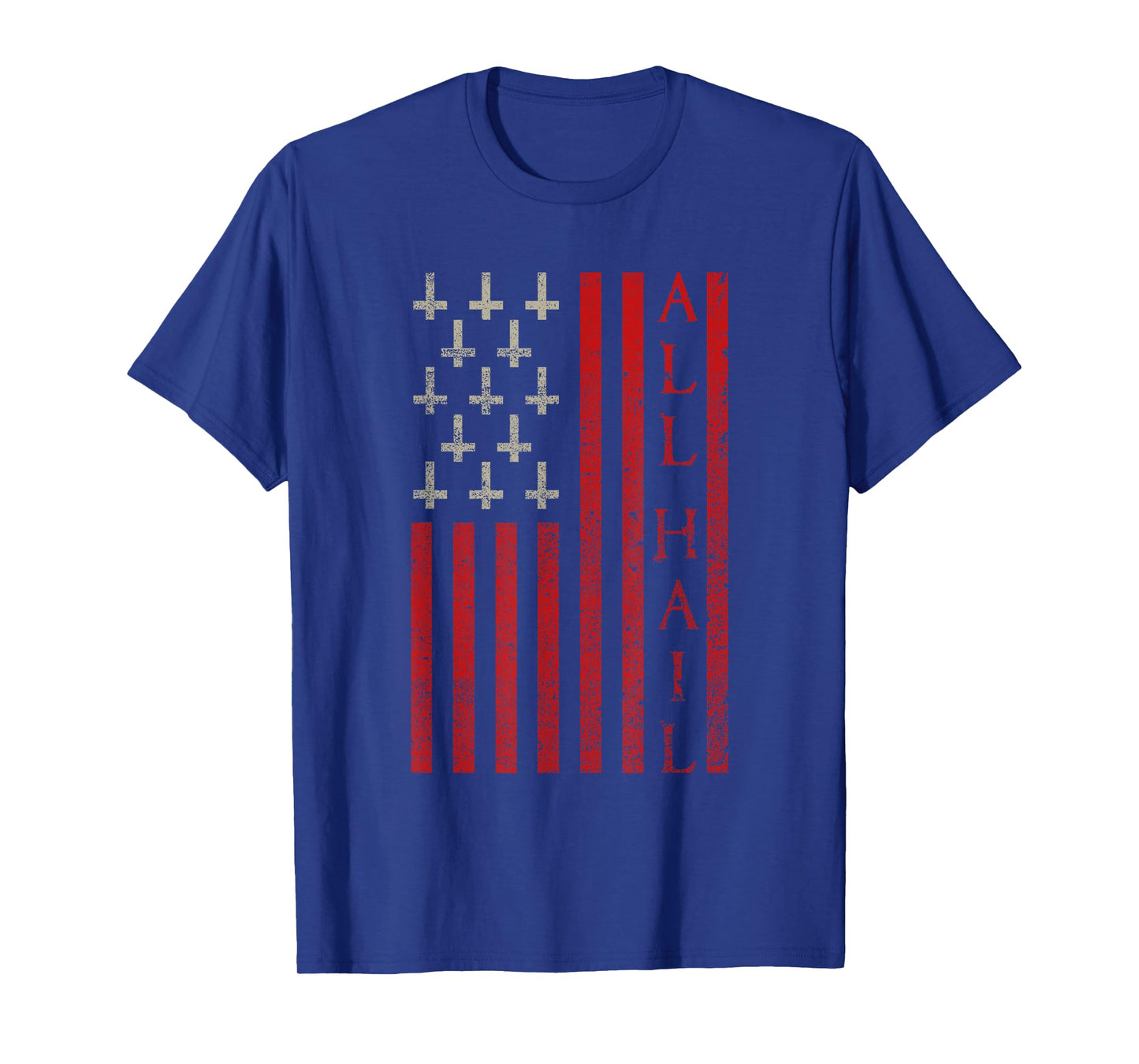 Patriotic Satan American Flag Occult Pentagram Baphomet 666 T-Shirt for Women Men