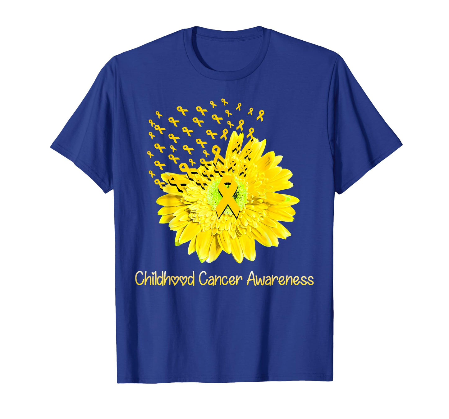 Faith Hope Love Gold Daisy Flower Childhood Cancer Awareness T-Shirt