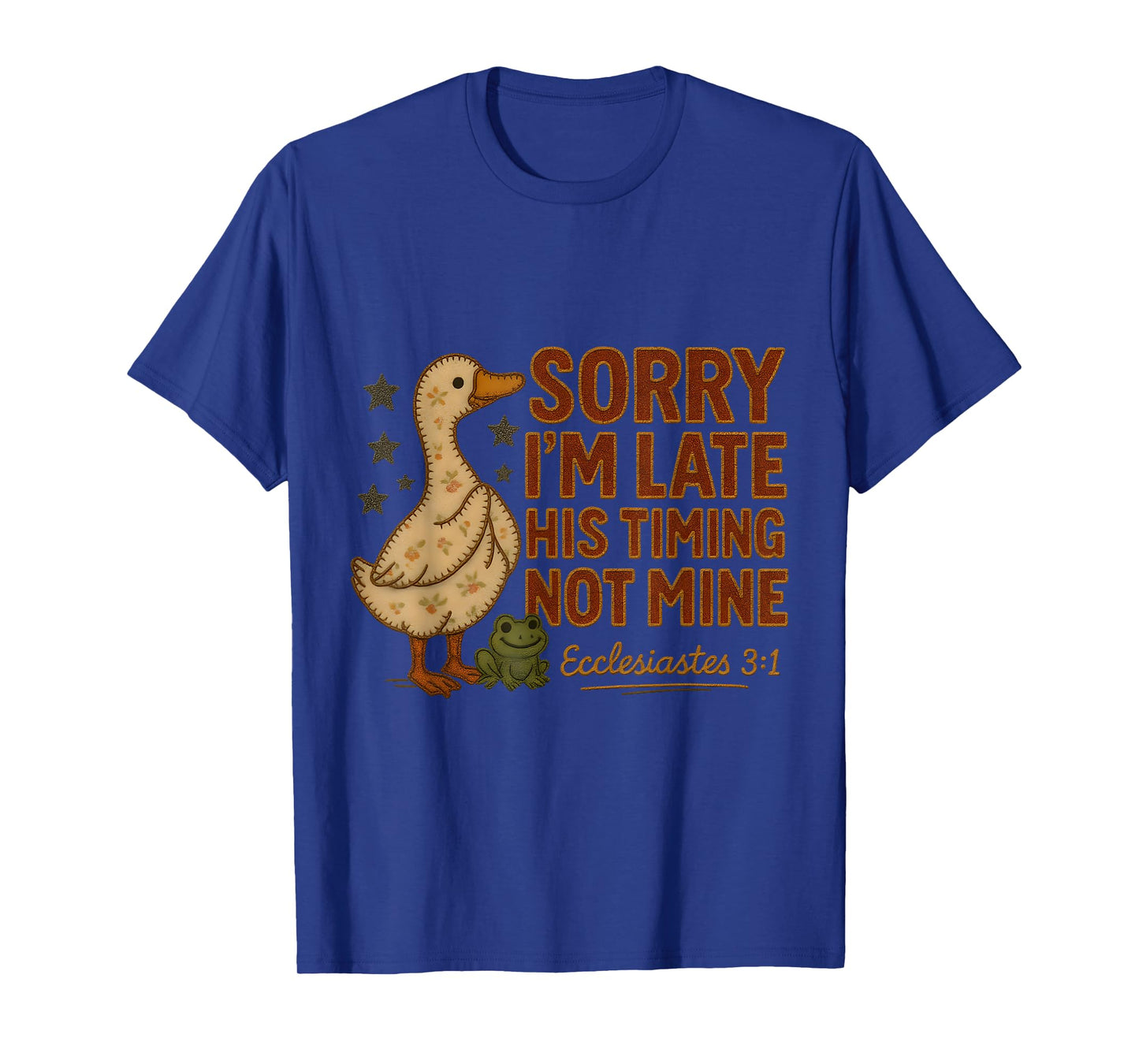 His Timing Not Mine Duck Frog Verse Funny Farm Retro T-Shirt