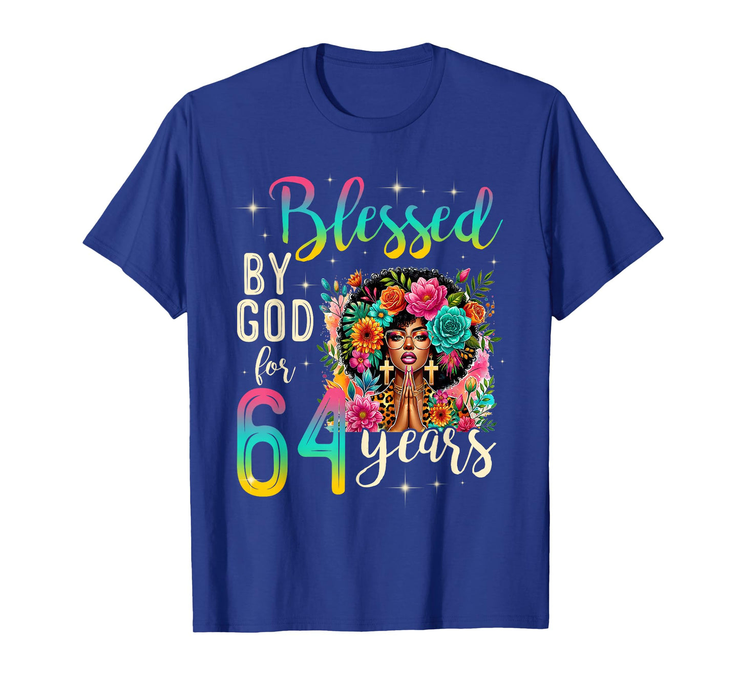 Black Girl Blessed by God for 64 Years Christian Birthday T-Shirt