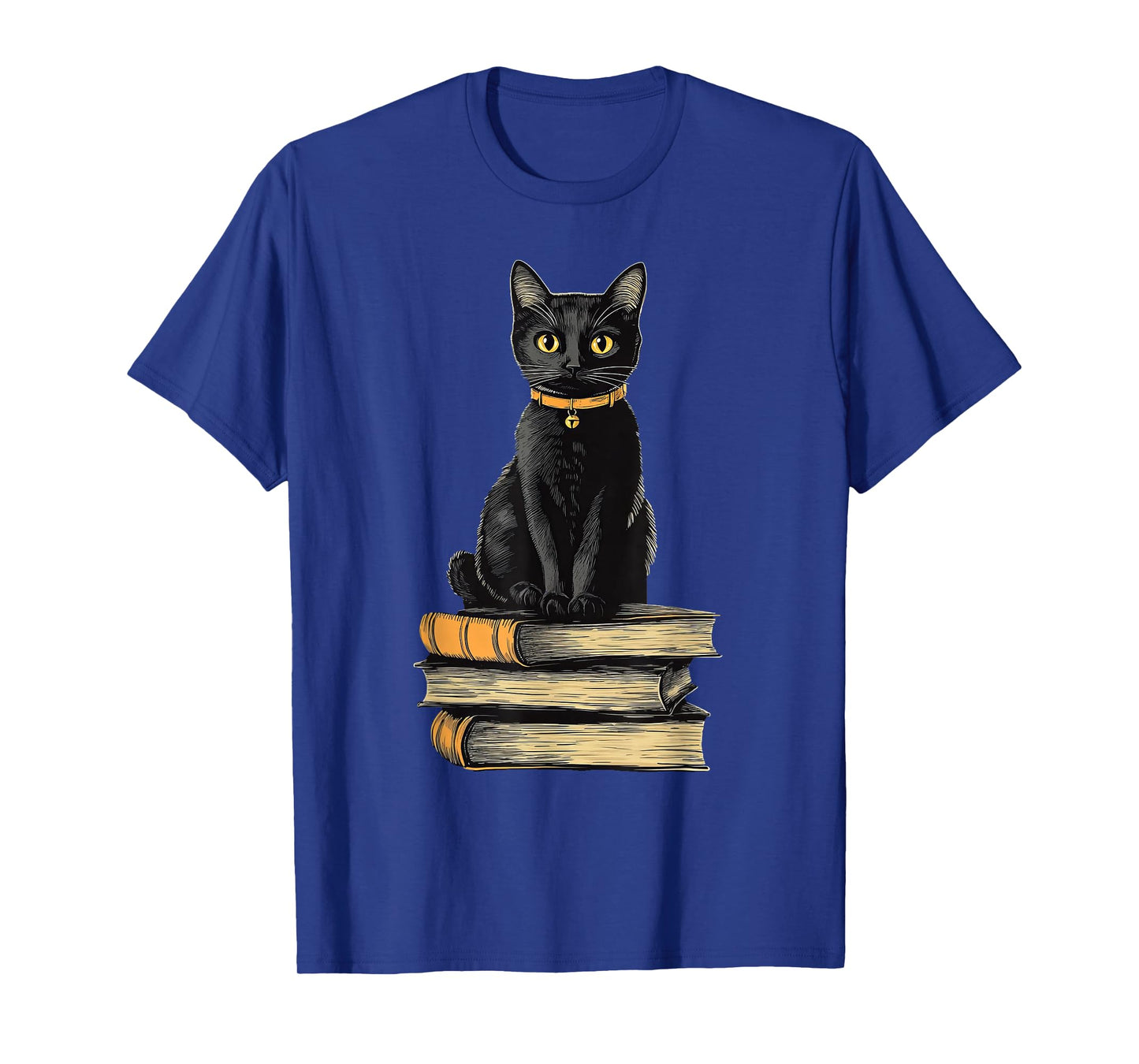 Black Cat Sitting On Books T-Shirt